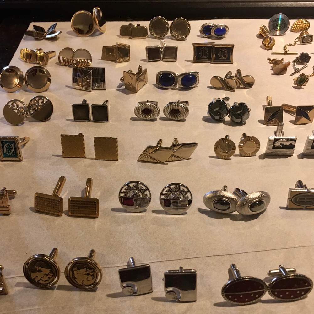 Over 80 pcs - cufflinks, tie clip, tie pin etc.